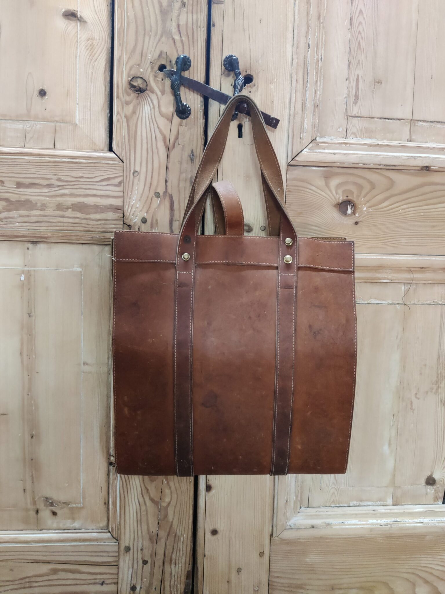 Catwalk Collection Handbags - Grote Leren Draagtas voor Dames - Tulp Tote Schouder Tas - Verweerd Leer - Abigail - Blauw
